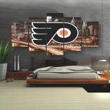 Philadelphia Flyers Hockey NHL Sports Team 5 Piece Canvas Wall Art Painting Wallpaper Poster Picture Print Photo Decor