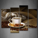 Coffee & Beans 4 Piece Canvas Wall Art Painting Wallpaper Poster Picture Print Photo Decor