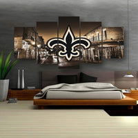 New Orleans Saints Bourbon Street NFL Football Team 5 Piece Canvas Wall Art Painting Wallpaper Poster Picture Print Photo Decor