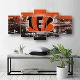 NFL Football Team Cincinnati Bengals Skyline 5 Piece Canvas Wall Art Painting Wallpaper Poster Picture Print Photo Decor