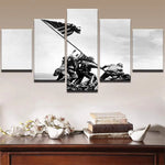 US Marines Raising Flag On Iwo Jima World War 2 5 Piece Panel Canvas Wall Art