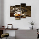 Coffee & Beans 4 Piece Canvas Wall Art Painting Wallpaper Poster Picture Print Photo Decor