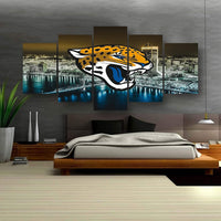 Jacksonville Jaguars Skyline NFL Football Team 5 Piece Canvas Wall Art Painting Wallpaper Poster Picture Print Photo Decor