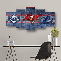 Tampa Bay Buccaneers Rays Lightning NFL MLB NHL 5 Piece Canvas Wall Art Painting Wallpaper Poster Picture Print Photo Decor