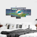 NFL Football Team Miami Dolphins Stadium & Logo 5 Piece Canvas Wall Art Painting Wallpaper Poster Picture Print Photo Decor