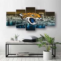 Jacksonville Jaguars Skyline NFL Football Team 5 Piece Canvas Wall Art Painting Wallpaper Poster Picture Print Photo Decor