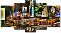 Broadway NYC New York City Night Street 5 Piece Canvas Wall Art Painting Wallpaper Poster Picture Print Photo Decor