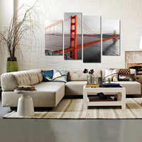 San Francisco California USA Golden Gate Bridge 4 Piece Canvas Wall Art Painting Wallpaper Poster Picture Print Photo Decor