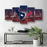 NFL Football Team Houston Texans Skyline 5 Piece Canvas Wall Art Painting Wallpaper Poster Picture Print Photo Decor