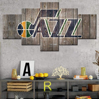 Utah Jazz Logo NBA Basketball Sports Team 5 Piece Canvas Wall Art Painting Wallpaper Poster Picture Print Photo Decor
