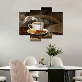 Coffee & Beans 4 Piece Canvas Wall Art Painting Wallpaper Poster Picture Print Photo Decor