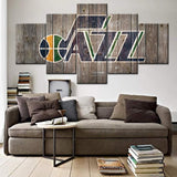 Utah Jazz Logo NBA Basketball Sports Team 5 Piece Canvas Wall Art Painting Wallpaper Poster Picture Print Photo Decor