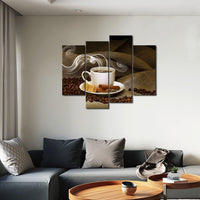 Coffee & Beans 4 Piece Canvas Wall Art Painting Wallpaper Poster Picture Print Photo Decor