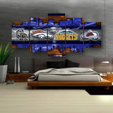 Colorado Sports Teams Denver Broncos, Nuggets, Rockies & Avalanche 5 Piece Canvas Wall Art Painting Wallpaper Poster Picture Print Photo Decor