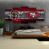San Francisco 49ers & Giants Dual Team NFL Football 5 Piece Canvas Wall Art Painting Wallpaper Poster Picture Print Photo Decor