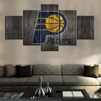 Indiana Pacers Logo NBA American Basketball Team 5 Piece Canvas Wall Art Painting Wallpaper Poster Picture Print Photo Decor
