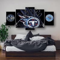 NFL Football Team Tennessee Titans Logo 5 Piece Canvas Wall Art Painting Wallpaper Poster Picture Print Photo Decor