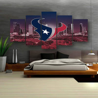 NFL Football Team Houston Texans Skyline 5 Piece Canvas Wall Art Painting Wallpaper Poster Picture Print Photo Decor