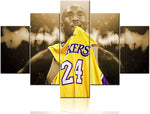 Kobe Bryant #24 Los Angeles Lakers LA Basketball Sports NBA 5 Piece Canvas Wall Art Painting Wallpaper Poster Picture Print Photo Decor