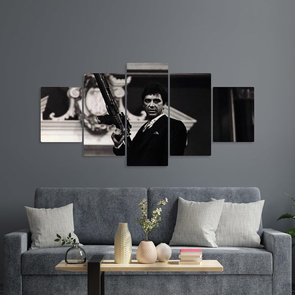 Al Pachino Scarface Movie Tony Montana Big Revenge 5 Piece Canvas Wall Art Painting Wallpaper Poster Picture Print Photo Decor