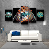 Miami Dolphins Gloves NFL Football Team Logo 5 Piece Canvas Wall Art Painting Wallpaper Poster Picture Print Photo Decor