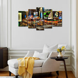 Broadway NYC New York City Night Street 5 Piece Canvas Wall Art Painting Wallpaper Poster Picture Print Photo Decor