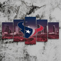 NFL Football Team Houston Texans Skyline 5 Piece Canvas Wall Art Painting Wallpaper Poster Picture Print Photo Decor