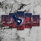 NFL Football Team Houston Texans Skyline 5 Piece Canvas Wall Art Painting Wallpaper Poster Picture Print Photo Decor