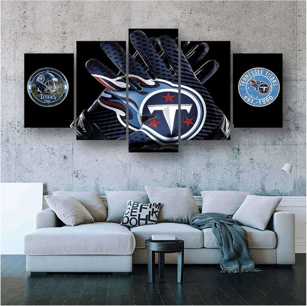 NFL Football Team Tennessee Titans Logo 5 Piece Canvas Wall Art Painting Wallpaper Poster Picture Print Photo Decor