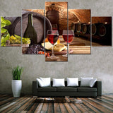 Red Wine Cellar Barrel Grape Cheese Fruit 5 Piece Canvas Wall Art Painting Wallpaper Poster Picture Print Photo Decor