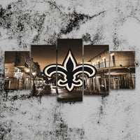 New Orleans Saints Bourbon Street NFL Football Team 5 Piece Canvas Wall Art Painting Wallpaper Poster Picture Print Photo Decor