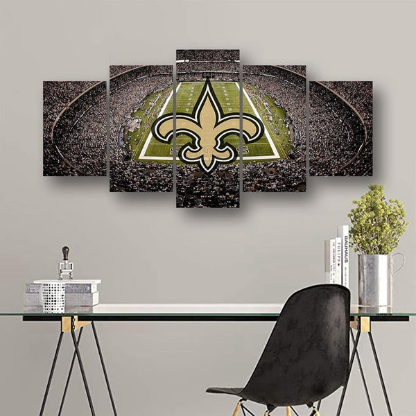 New Orleans Saints Logo & Stadium NFL Football 5 Piece Canvas Wall Art Painting Wallpaper Poster Picture Print Photo Decor