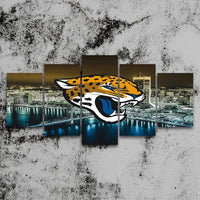 Jacksonville Jaguars Skyline NFL Football Team 5 Piece Canvas Wall Art Painting Wallpaper Poster Picture Print Photo Decor