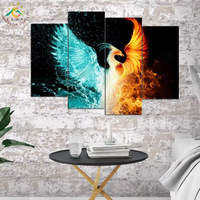 Abstract Phoenix Ice And Fire Effect 4 Piece Canvas Wall Art Painting Wallpaper Poster Picture Print Photo Decor