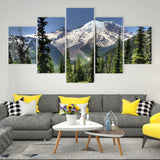 Mount Rainier National Park Mountain Washington 5 Piece Canvas Wall Art Painting Wallpaper Poster Picture Print Photo Decor