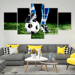 Soccer Ball Player And Cleats Sports Grass Field 5 Piece Canvas Wall Art Painting Wallpaper Poster Picture Print Photo Decor