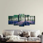 Beautiful Purple Flower Trees Forest 5 Piece Canvas Wall Art Painting Wallpaper Poster Picture Print Photo Decor