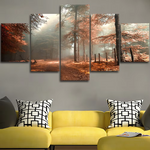 Beautiful Autumn Forest Trees Nature Outdoor 5 Piece Canvas Wall Art Painting Wallpaper Poster Picture Print Photo Decor