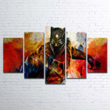 Abstract Black Panther Warrior Marvel Superhero 5 Piece Canvas Wall Art Painting Wallpaper Poster Picture Print Photo Decor