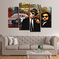 The Blues Brothers Movie John Belushi & Dan Aykroyd 4 Piece Canvas Wall Art Painting Wallpaper Poster Picture Print Photo Decor