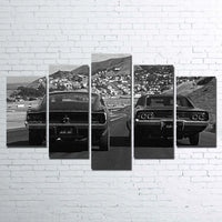 Bullitt Chase Scene Classic Mustang & Charger 5 Piece Canvas Wall Art Painting Wallpaper Poster Picture Print Photo Decor