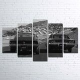 Bullitt Chase Scene Classic Mustang & Charger 5 Piece Canvas Wall Art Painting Wallpaper Poster Picture Print Photo Decor