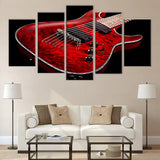 Music Red Electric Guitar Musical Instrument 5 Piece Canvas Wall Art Painting Wallpaper Poster Picture Print Photo Decor