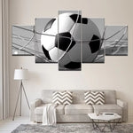 Black & White Football Soccer Sports 5 Piece Canvas Wall Art Painting Wallpaper Poster Picture Print Photo Decor