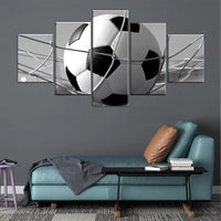 Black & White Football Soccer Sports 5 Piece Canvas Wall Art Painting Wallpaper Poster Picture Print Photo Decor