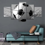 Black & White Football Soccer Sports 5 Piece Canvas Wall Art Painting Wallpaper Poster Picture Print Photo Decor