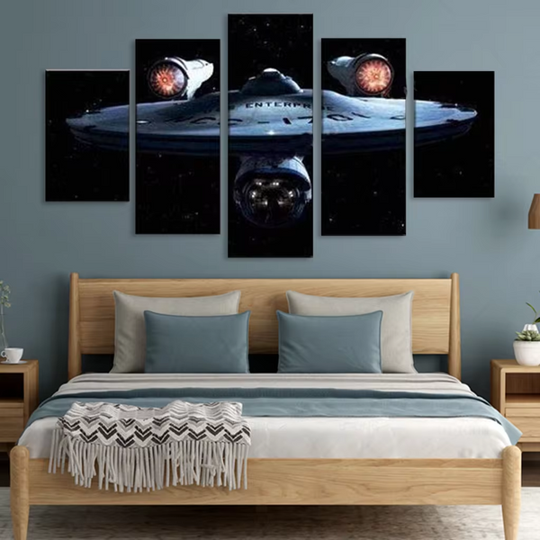 Star Trek Enterprise Spaceship 5 Piece Canvas Wall Art Painting Wallpaper Poster Picture Print Photo Decor