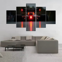 F1 Racing Car Rear View With Red Lights 5 Piece Canvas Wall Art Painting Wallpaper Poster Picture Print Photo Decor