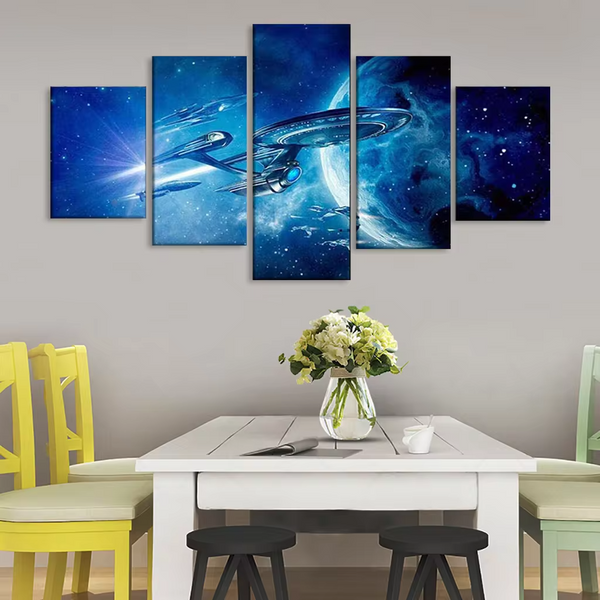 Star Trek Star Ship Enterprise Spaceship 5 Piece Canvas Wall Art Painting Wallpaper Poster Picture Print Photo Decor