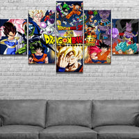 Dragon Ball Z and Super Collage Anime 5 Piece Canvas Wall Art Painting Wallpaper Poster Picture Print Photo Decor